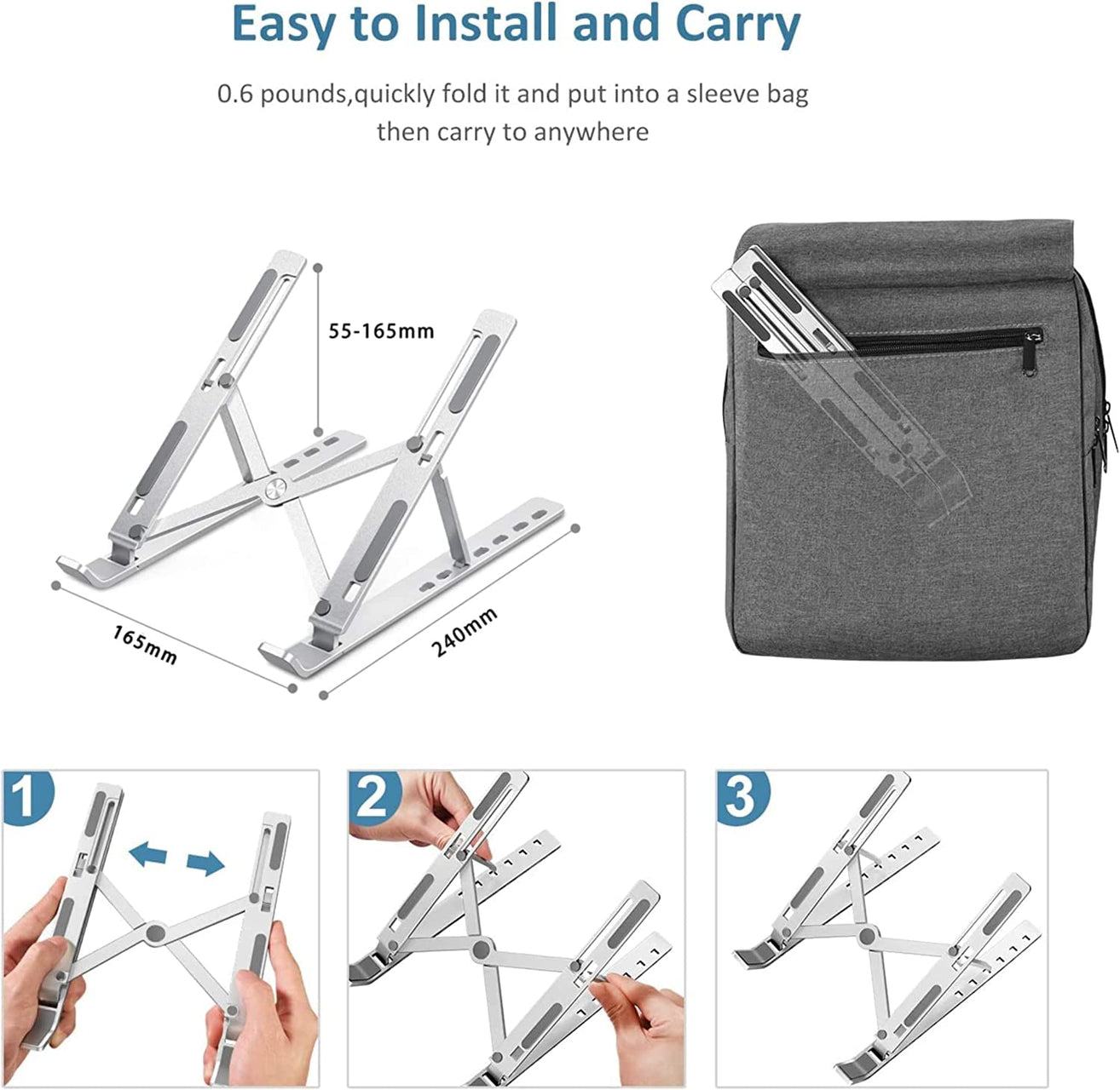 Portable Ergonomic Laptop Stand – 7 Angle Adjustable